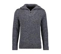 RAGMAN - Strickpullover mit Troyer-Kragen, Tweed Blau - Gr. - M