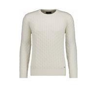 RAGMAN Regular Fit Strickpullover Rundhalsecru, Zopfmuster