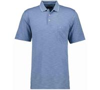 RAGMAN - Softknit-Polo gestreift, Flammdesign blau - Gr. - 3XL