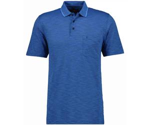 RAGMAN - Softknit-Polo gestreift, Flammdesign blau-melange - Gr. - L
