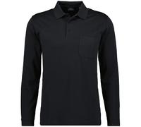 RAGMAN Regular Fit Longsleeve Poloshirt schwarz, Einfarbig