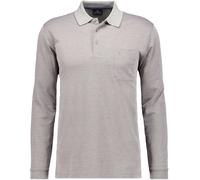 RAGMAN - Softknit-Polo mit Brusttasche, Langarm silbergrau - Gr. - 4XL