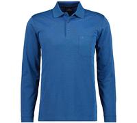 RAGMAN - Softknit-Poloshirt mit Brusttasche, Langarm Blau-Melange - Gr. - L