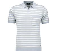 Ragman - Strickpullover Kurzarm gestreift, Baumwolle/Leinen hellblau - Gr. - XXL