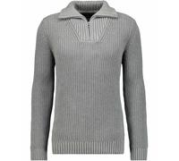 RAGMAN - Strickpullover mit Troyer-Kragen grau-melange - Gr. - M