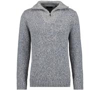 RAGMAN Herren Tweed-Pullover mit Troyer XL, Grau-Melange-012
