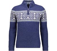 RAGMAN - Strickpullover mit Troyer-Kragen, Jacquard Dunkelblau - Gr. - XXL