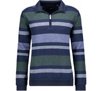 RAGMAN - Sweatshirt mit Troyer-Kragen, gestreift dunkelblau - Gr. - 3XL