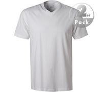 RAGMAN Regular Fit T-Shirt V-Ausschnitt Doppelpack weiss, Einfarbig