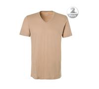 Ragman Herren Doppelpack 2 T-Shirts mit Rundhals, L, Beige