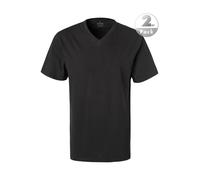 Ragman Herren Doppelpack - 2 T-Shirts Long & Tall mit V-Ausschnitt , Schwarz , L