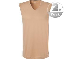 RAGMAN Tanktops Herren Slim Fit Kurzarm V-Ausschnitt Baumwolle beige, M