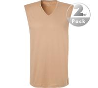 RAGMAN Tanktops Herren Slim Fit Kurzarm V-Ausschnitt Baumwolle beige, S