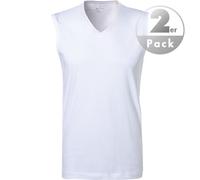 RAGMAN Tanktops Herren Slim Fit Kurzarm V-Ausschnitt Baumwolle weiß, L