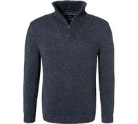 RAGMAN Herren Tweed-Pullover mit Troyer XL, Dunkelblau-grau mouliniert-170