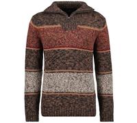 RAGMAN - Troyer-Strickpullover gestreift taupe-grau mouliniert - Gr. - XL