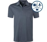 RAGMAN Zip-Polo Herren Baumwoll-Piqué blau, M