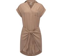 Blusenkleid RAGWEAR "Bahaya", Damen, Gr. S (36), Normalgrößen, braun (latte macchiato), 100% Viskose, modisch, figurumspielend ca. Mitte Oberschenkel, V-Ausschnitt, Kurzarm weit Umschlagbund, Kleider,