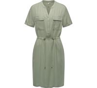 Blusenkleid RAGWEAR "Roisana", Damen, Gr. XXL (44), Normalgrößen, grau (graugrün), Material: 100% Viskose, Basic, gerade ca. Mitte Oberschenkel, V-Ausschnitt, Kurzarm Krempelärmel abgesteppte Kante, K