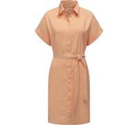 Blusenkleid RAGWEAR "Manilla", Damen, Gr. L (40), Normalgrößen, orange (pfirsich), Material: 80% Viskose, 20% Polyester, elegant, figurumspielend kniefrei, hoch geschlossener Ausschnitt, Kurzarm Kremp