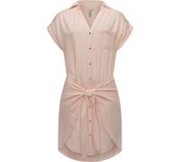 Blusenkleid RAGWEAR "Bahaya Stripe", Damen, Gr. L (40), Normalgrößen, orange (pfirsich), 100% Viskose, modisch, figurumspielend ca. Mitte Oberschenkel, V-Ausschnitt, Kurzarm weit Umschlagbund, Kleider