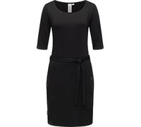 Jerseykleid RAGWEAR "Kenisha", Damen, Gr. M (38), Normalgrößen, schwarz, Material: 67% Polyester, 28% Viskose, 5% Elasthan, figurumspielend knielang, Rundhals, Krempelärmel abgesteppte Kante krempelba