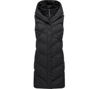 Ragwear Damen ärmellose Lange Outdoorweste warme wasserdichte Winterjacke mit Kapuze Natalka Vest Black Gr. XL