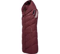 Ragwear Damen ärmellose Lange Outdoorweste warme wasserdichte Winterjacke mit Kapuze Natalka Vest Wine Red Gr. XL