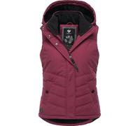 Ragwear Damen ärmellose Outdoorweste warme Winterjacke wasserdicht mit abnehmbarer Kapuze Hesty Intl Wine25 Gr. 6XL