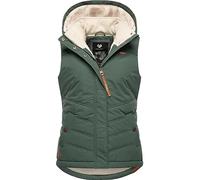 Ragwear Damen ärmellose Outdoorweste warme Winterjacke wasserdicht mit abnehmbarer Kapuze Hesty Intl Pine Green23 Gr. S