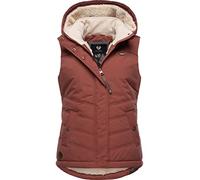 Ragwear Damen ärmellose Outdoorweste warme Winterjacke wasserdicht mit abnehmbarer Kapuze Hesty Intl Terracotta22 Gr. 3XL