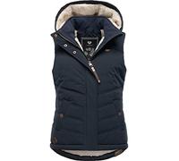 Ragwear Damen ärmellose Outdoorweste warme Winterjacke wasserdicht mit abnehmbarer Kapuze Hesty Intl Navy22 Gr. 4XL
