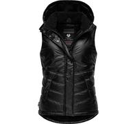 Ragwear Damen ärmellose shiny Outdoorweste warme wasserdichte Winterjacke mit abnehmbarer Kapuze Hesty Bling YOUMODO Black Gr. XL