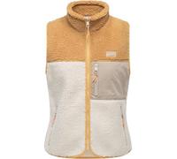 Ragwear Damen ärmellose Weste warme Plüschweste aus Materialmix mit kuscheligem Teddy-Fleece Junni Bonded Ecru Gr. XL