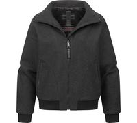 Ragwear Damen angesagte Oversized Übergangsjacke in Woll-Optik Kurze Outdoorjacke Toscia Dark Grey Gr. S