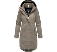 Ragwear Damen atmungsaktiver langer Wintermantel in Wollmantel-Optik warme Winterjacke Jannisa Coat YOUMODO Stone Brown25 Gr. XXL