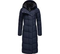 Ragwear Damen atmungsaktiver Wintermantel Warmer wasserdichter Steppmantel lang mit Kapuze Pavla Long Intl Navy Gr. L