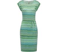 Sommerkleid RAGWEAR "Taggien Print", Damen, Gr. XS (34), Normalgrößen, blau (aquablau), Material: 95% Viskose, 5% Elasthan, figurumspielend knielang, Rundhals, Ärmel ohne Ärmelschlitz, Kleider Sommerk