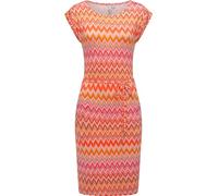 Ragwear Damen bequemes Sommerkleid Kurzarm Midikleid Gemustert mit Stoffgürtel Taggien Print YOUMODO Peach Gr. M