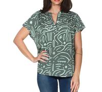 Ragwear Damen Blusenshirt Kinzie Print leichtes Kurzarmshirt mit Alloverprint 2511-10051 Baltic (5033) S