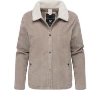 Ragwear Damen Cordjacke Übergangsjacke aus Kord leichte Winterjacke wasserdicht mit Teddyfell-Kragen Walinea Corduroy Bone Gr. L