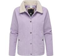 Ragwear Damen Cordjacke Übergangsjacke aus Kord leichte Winterjacke wasserdicht mit Teddyfell-Kragen Walinea Corduroy Lavender Gr. XL