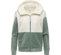 Sweatjacke RAGWEAR "Colbien Cordy", Damen, Gr. XXL (44), graugrün, Cord, Material: 76% Baumwolle, 20% Polyester, 4% Elasthan, oversize hüftbedeckend, hoch geschlossener Ausschnitt, Raglanärmel,weit no