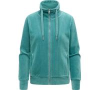 Ragwear Damen Cordjacke weiche Sweatjacke Übergangsjacke in Samt-Haptik Ronette Cordy Teal Green Gr. L
