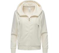 Sweatjacke RAGWEAR "Corduly Cordy", Damen, Gr. L (40), beige, Material: 76% Baumwolle, 20% Polyester, 4% Elasthan, oversize hüftlang, hoch geschlossener Ausschnitt, Ärmel ohne Ärmelschlitz abgesteppte