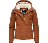 Ragwear Damen Cordjacke Winterjacke aus Kord mit kuscheligem Innenfutter und Kapuze Wuggys Brown Gr. M