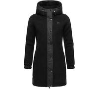 Ragwear Damen Fleecejacke kurze Teddyfleece-Jacke warm mit Kapuze Cousy Black24 Gr. XL