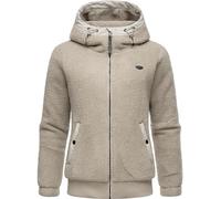 Ragwear Damen Fleecejacke kurze Teddyfleece-Jacke warm mit Kapuze Cousy Short Bone24 Gr. 3XL