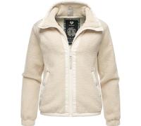 Ragwear Damen Fleecejacke Kurze Teddyfleece-Jacke warm mit Kapuze Nordicka Beige Gr. 3XL