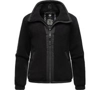 Ragwear Damen Fleecejacke Kurze Teddyfleece-Jacke warm mit Kapuze Nordicka Black Gr. XL